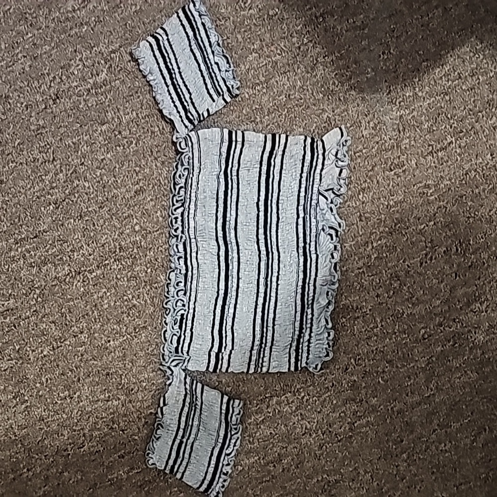 Gray and Black Stripped Crop Top
